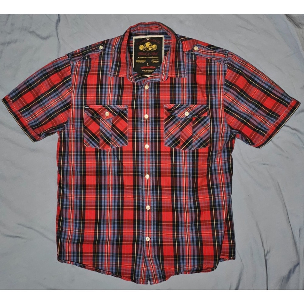 Nautica Wind & Sail Vtg‎ Red plaid button up shirt sz Large